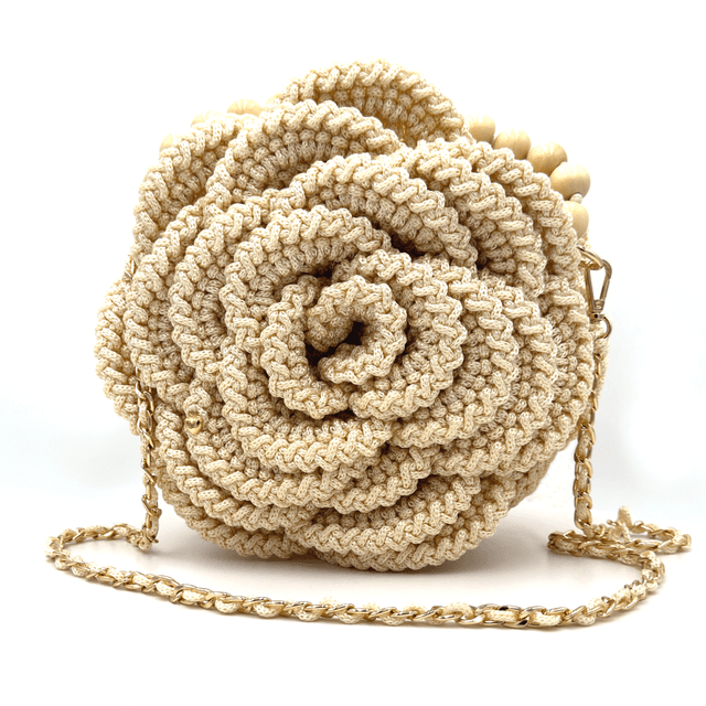 Bolso Tejido Artesanal Rose Bloom Beige